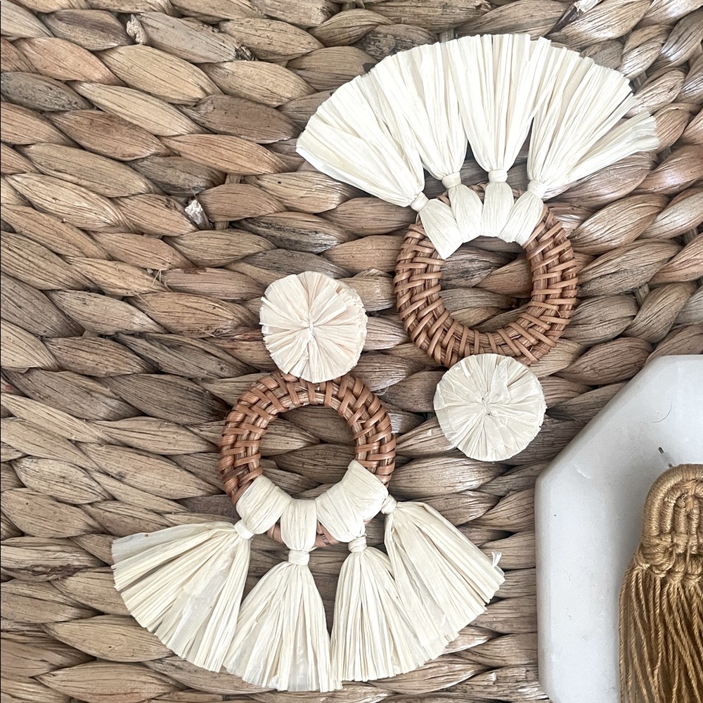 Raffia and Tassel Statement Earrings - Picture 4 of 4